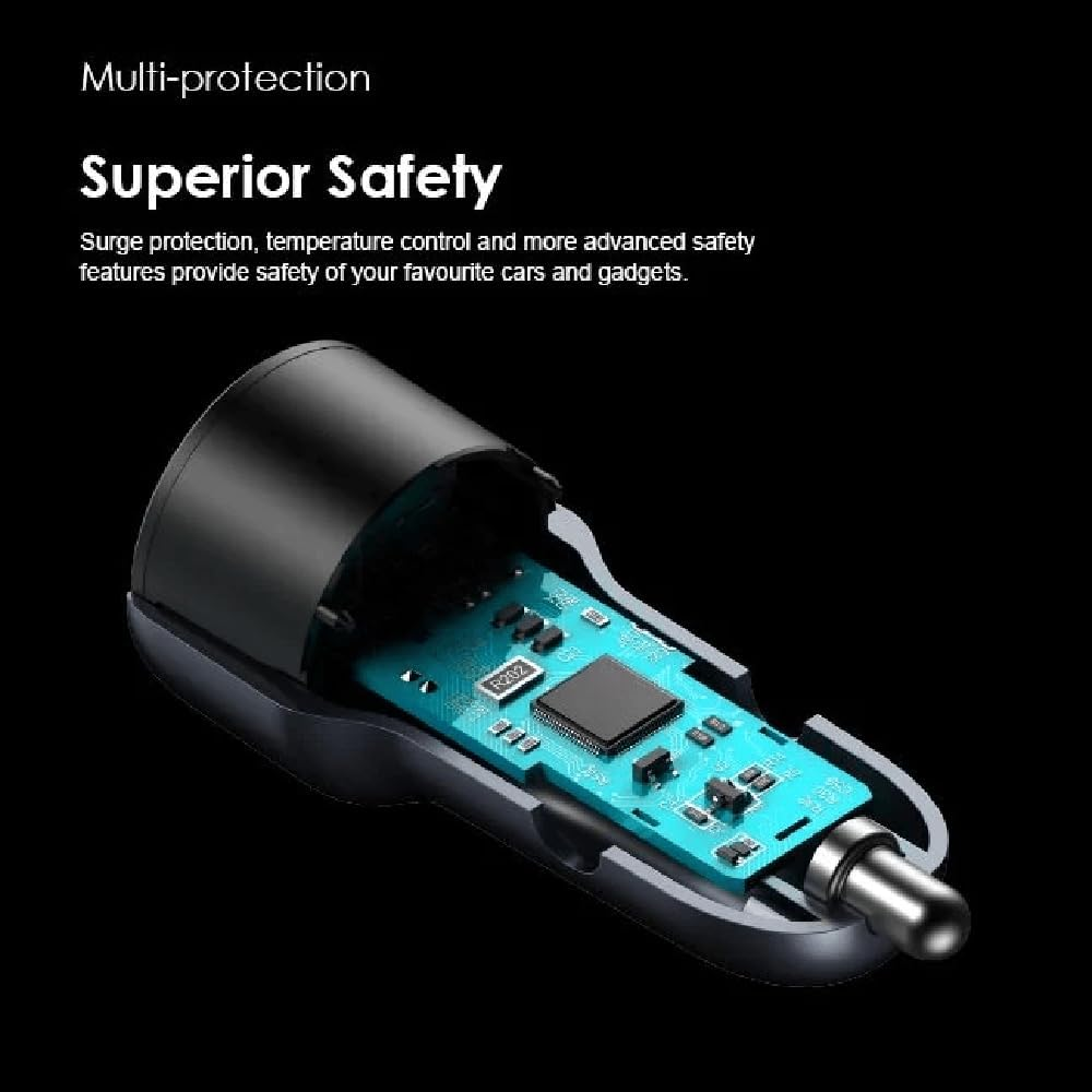 ORAIMO 48w Dual Port Car Charger- Bullet 48- Dark Chrome OCC-73D