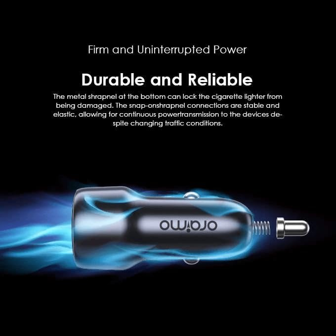 ORAIMO 48w Dual Port Car Charger- Bullet 48- Dark Chrome OCC-73D
