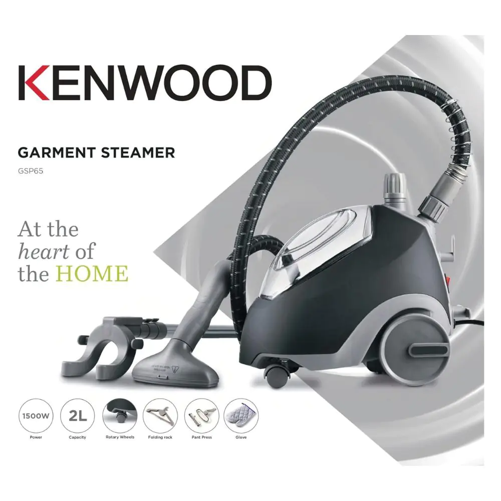 Kenwood Garment Steamer 1500W with 2L Water Tank Capacity Rotary Wheels GSP65.500B
