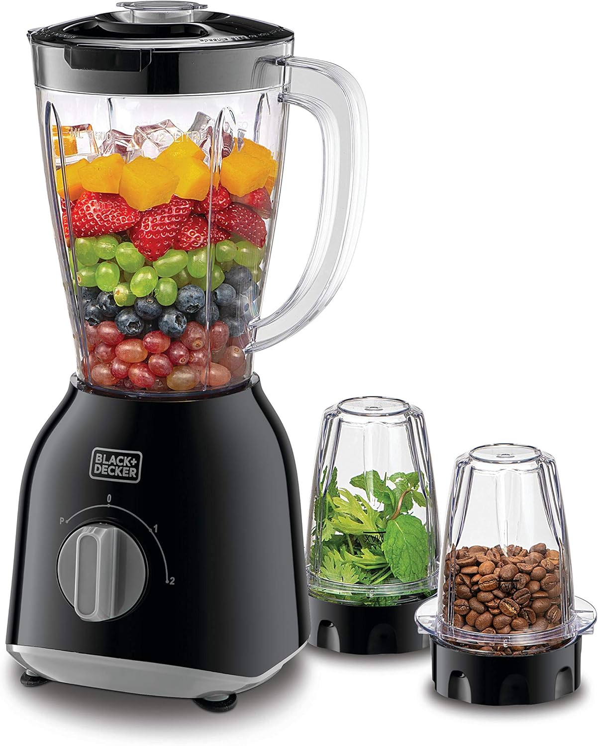 BLACK+DECKER 400W 1.5 Blender with 2 x Grinder Mills Black - BX365-B5