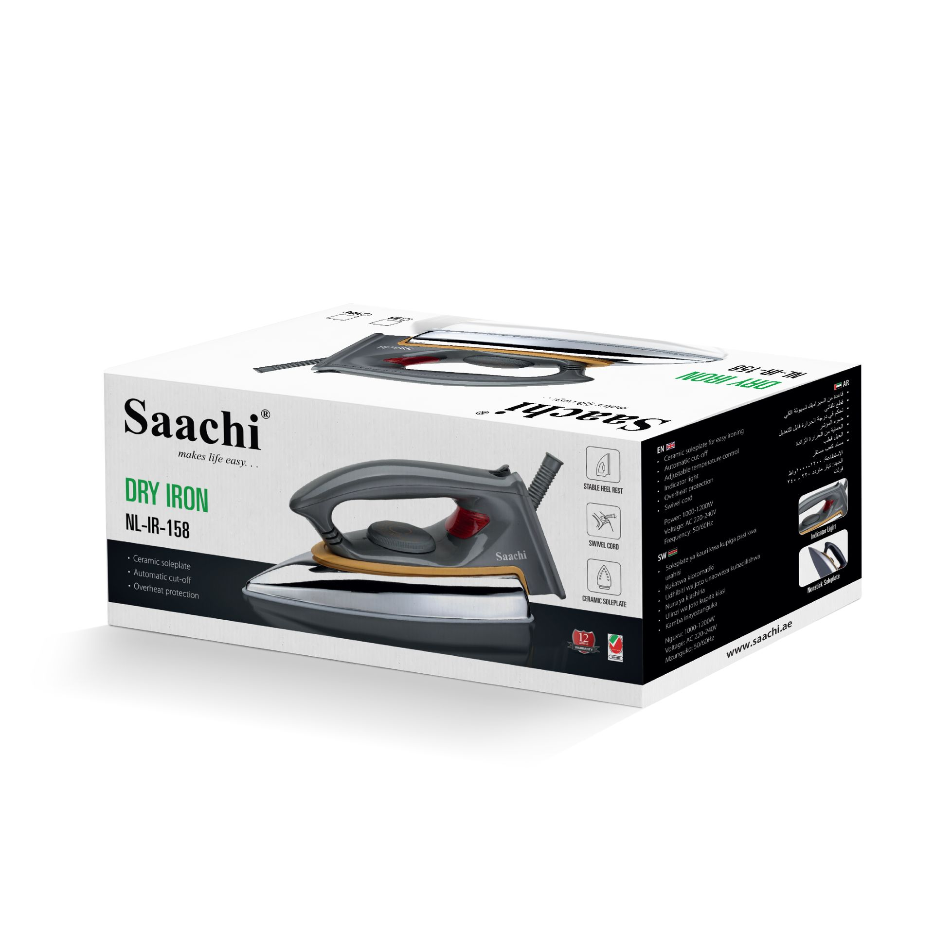 Saachi Dry Iron With Ceramic Soleplate NL-IR-158
