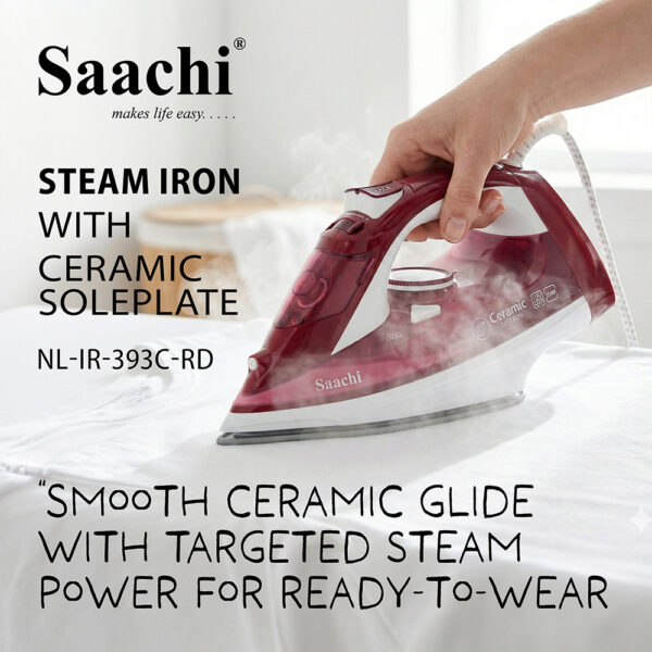 Saachi Steam Iron With Ceramic Soleplate NL-IR-393C-RD