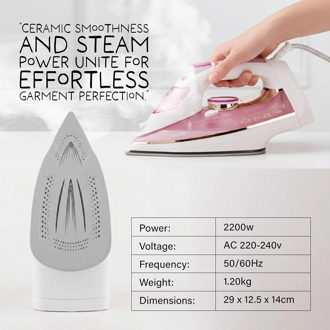 Saachi Steam Iron With Ceramic Soleplate NL-IR-394C-PK