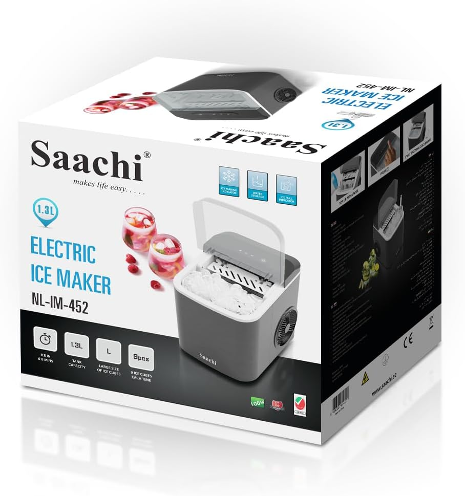 Saachi Electric Ice Maker, 1.3 Liters Water Tank NL-IM-452-GY