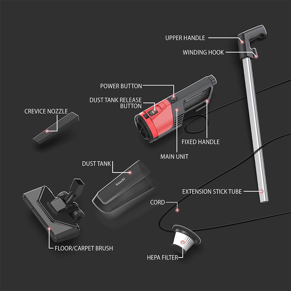 Saachi 2-in-1 Stick & Handheld Vacuum Cleaner with HEPA Filter NL-VC-1109-BK