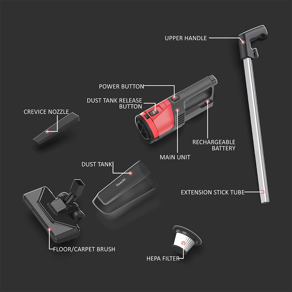 Saachi 2-in-1 Rechargeable Cordless Stick Vacuum Cleaner NL-VC-1110RCH-BK