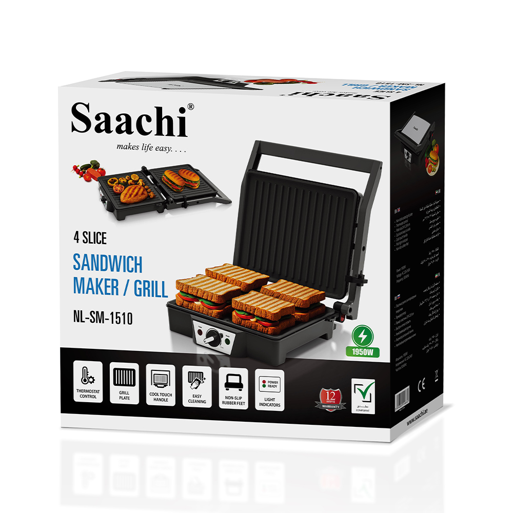 Saachi 4-Piece Sandwich Maker/Contact Grill NL-SM-1510