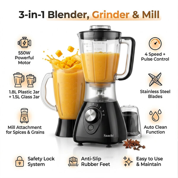 Saachi 3-in-1 Blender NL-BL-4414-BK