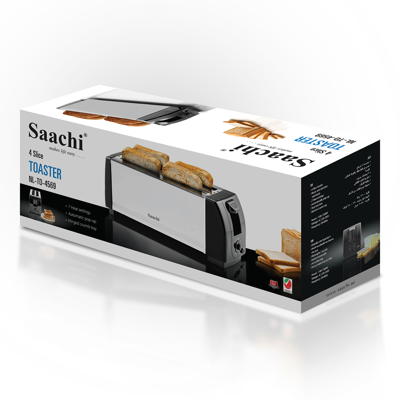 Saachi 4-Pieces Toaster NL-TO-4569-BK