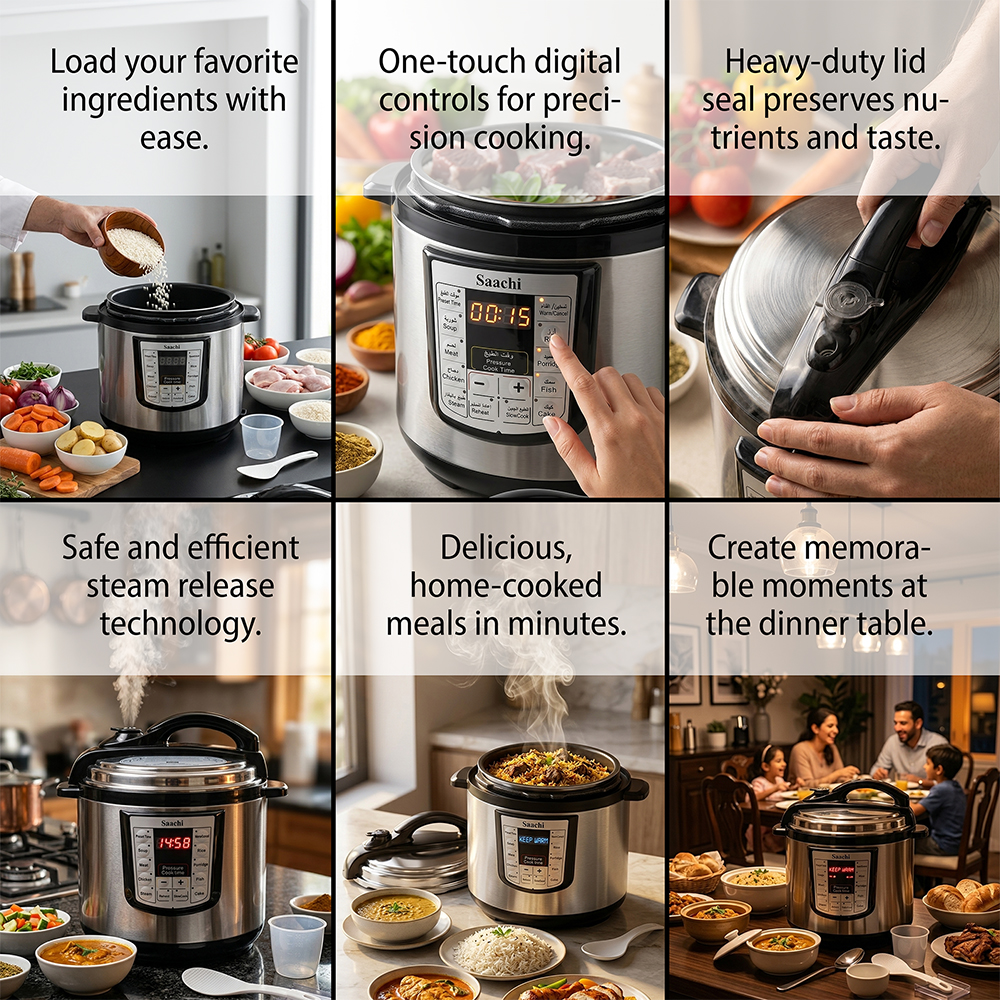 Saachi 8-Litres Electric Pressure Cooker NL-PC-5308-BK