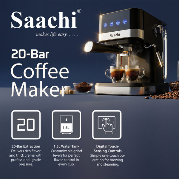 Saachi 20-Bar Coffee Maker NL-COF-7065-BK