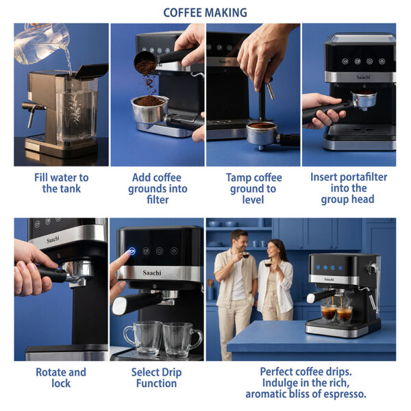 Saachi 20-Bar Coffee Maker NL-COF-7065-BK