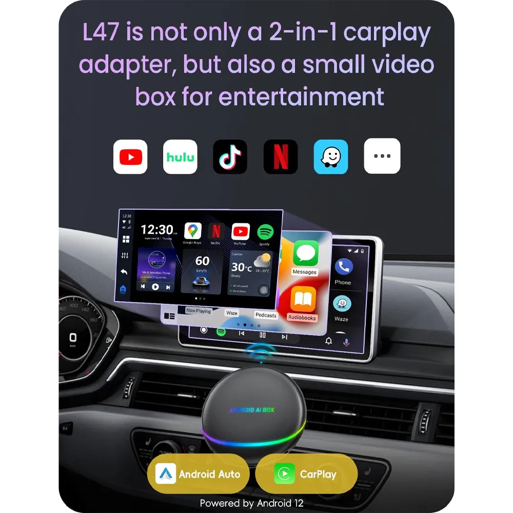 Android AI Box – Wireless CarPlay/Android Auto Adapter