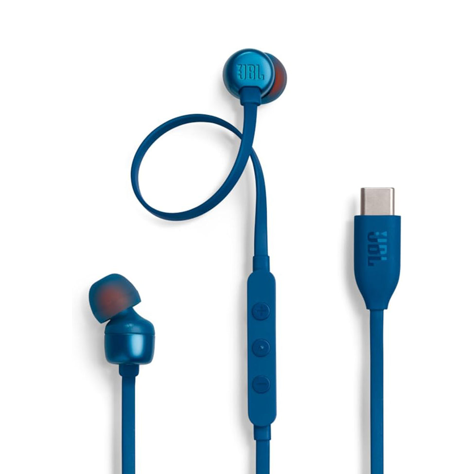 سماعات JBL Tune 310C USB-C Hi-Res داخل الأذن مع JBL Pure Bass – أسود / أبيض / أزرق / أحمر