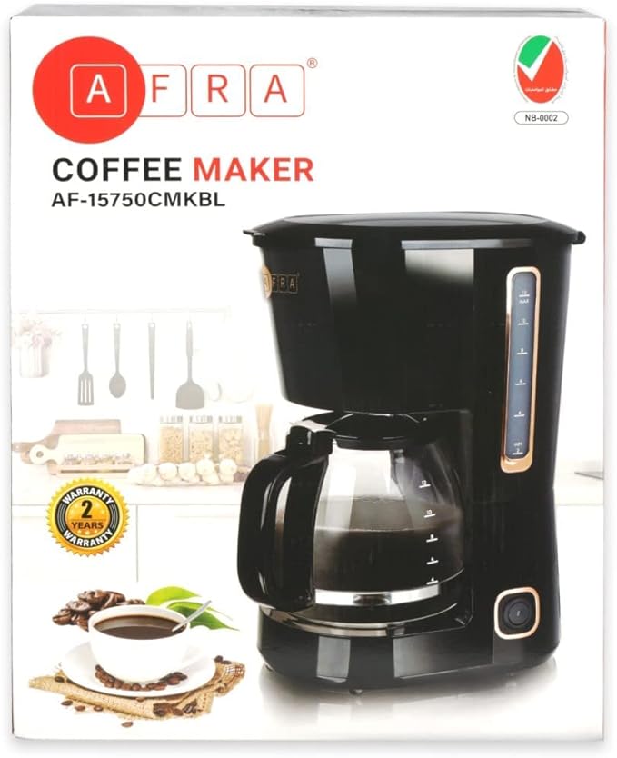 AFRA COFFEE MAKER ANTI DRIP  1.5L LITRE BLACK AF-15750CMKBL