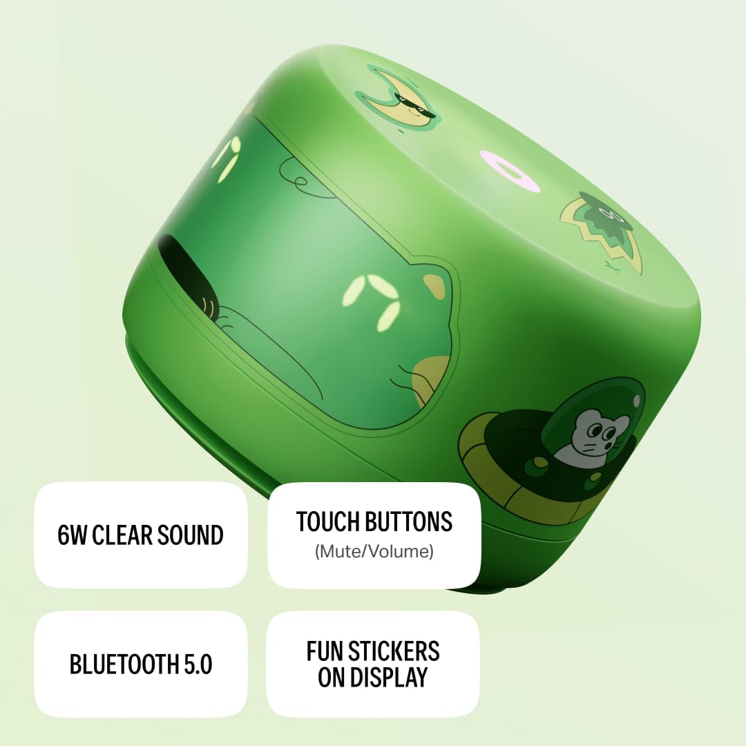 Yango Yasmina Lite AI Smart Speaker with LED Clock, Bluetooth, Wi-Fi & Voice Assistant – Green / Violet