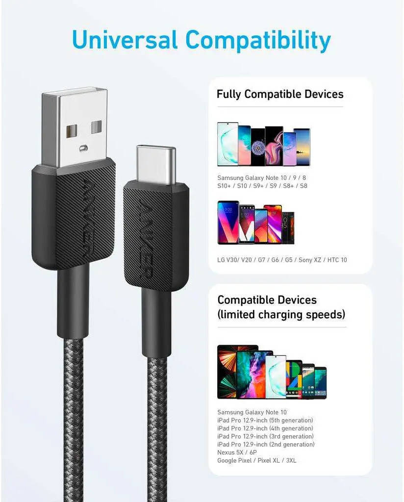 Anker 322 USB-A To USB-C Cable 3Ft