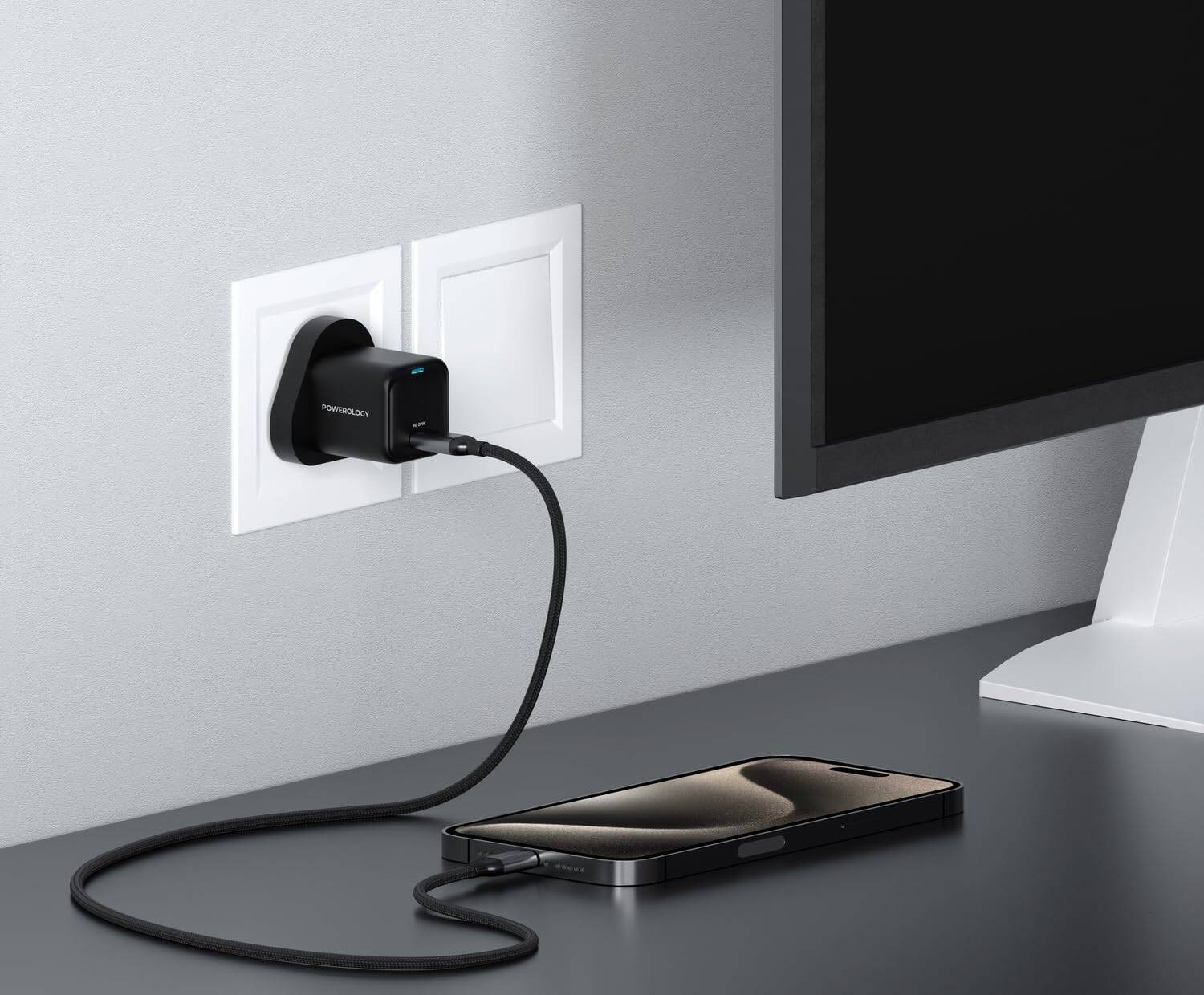 Powerology UltraCompact 20W Single C Port PD Charger UK