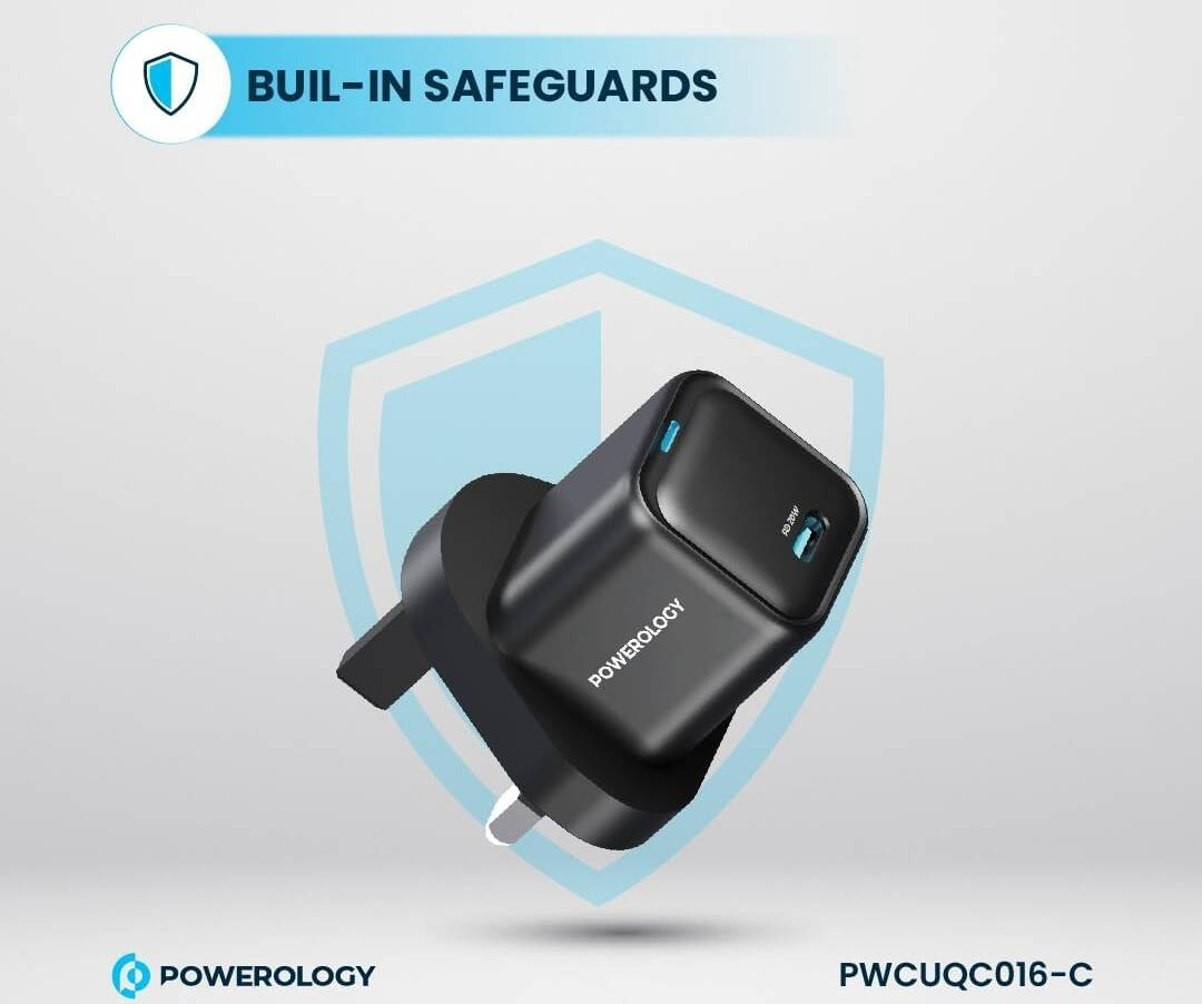 Powerology UltraCompact 20W Single C Port PD Charger UK
