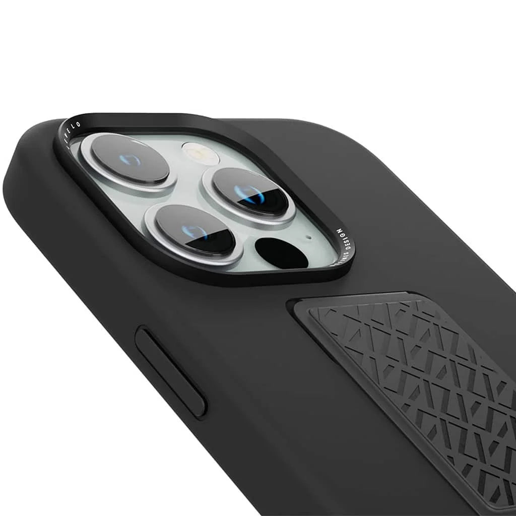 غطاء سيليكون Levelo iPhone 15 Pro Morphix مع قبضة جلدية Levelo - أسود