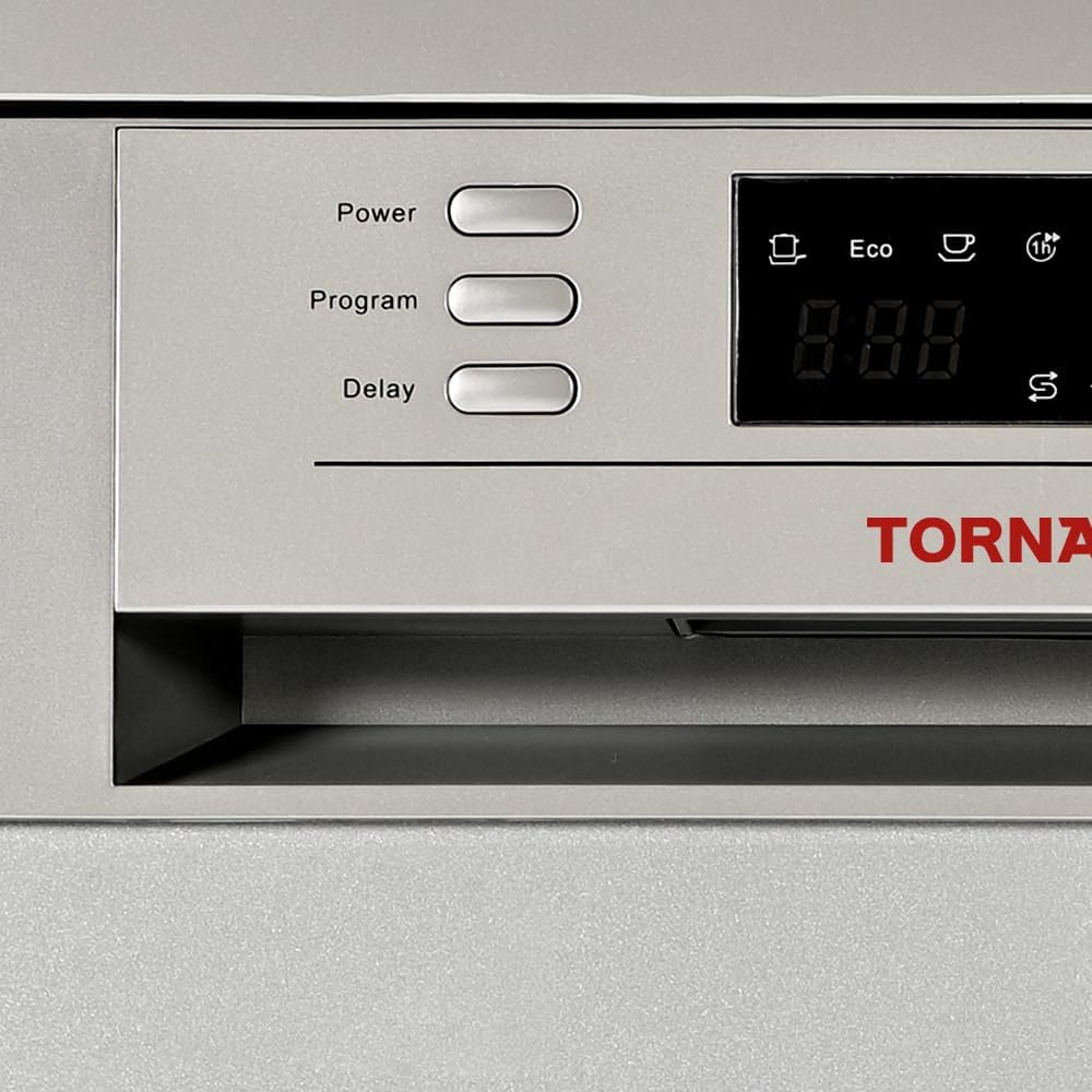 Tornado Freestanding Dishwasher 13 Place Settings 6 Programs 2 Racks Mini Programme Half-Load Stainless Steel Tub Tdg-Jn1363-Bsu