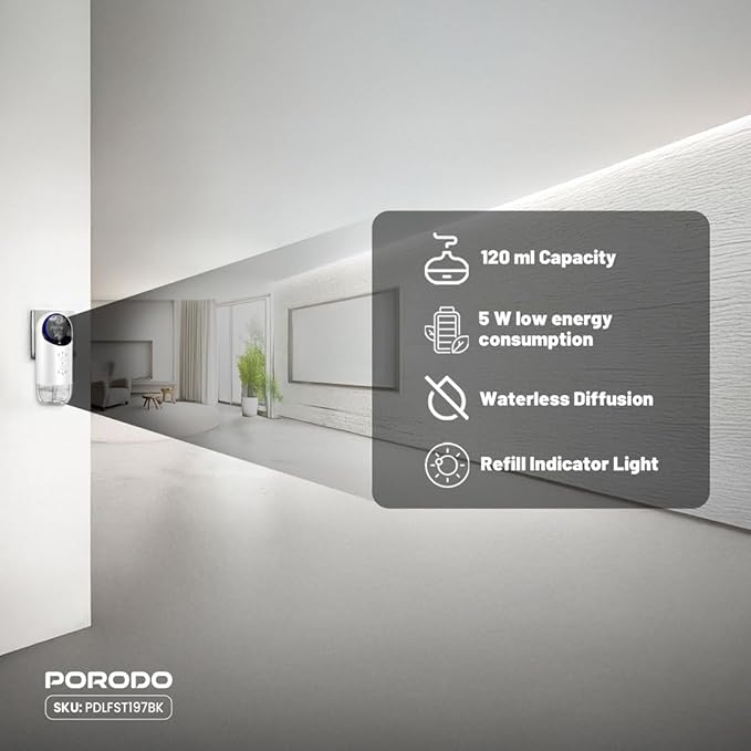جهاز Porodo Wall Plug-In لتعطير الجو بالزيوت العطرية بسعة 120 مل