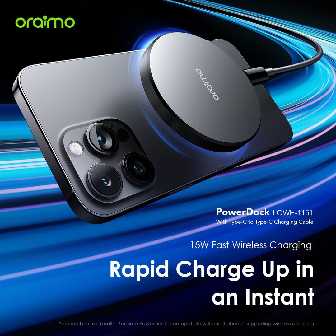 ORAIMO 15w Safe & Fast Wireless Charging - PowerDock - Chrome OWH-1151