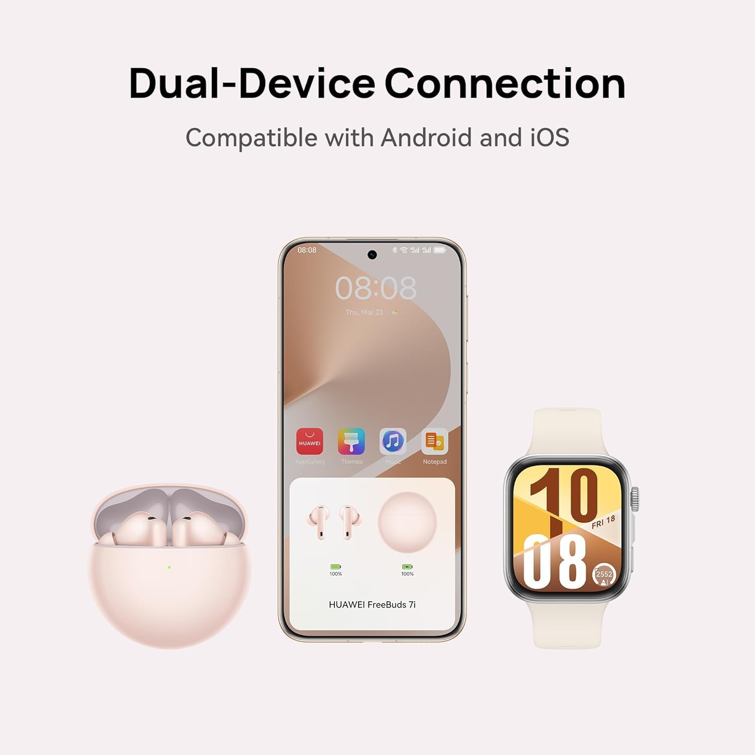 سماعات Huawei FreeBuds 7i اللاسلكية مع Intelligent ANC 4.0 – أسود / أبيض