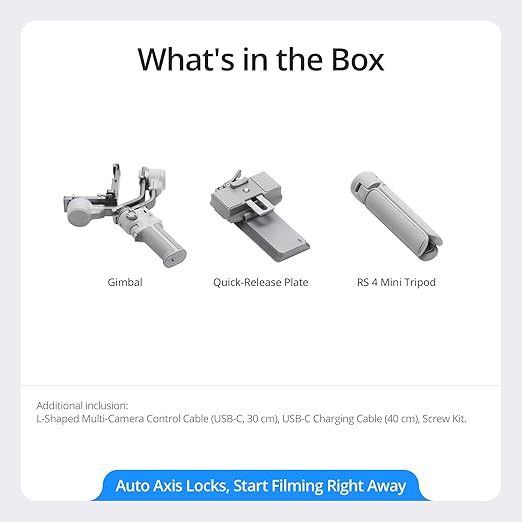DJI RS 4 Mini, Gimbal Stabilizer , Auto Axis Locks, Camera Gimbal, Native Vertical Shooting