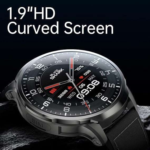 ساعة Black Shark Watch X الذكية بنظام Android وشاشة منحنية 1.9 بوصة ودعم 4G – أسود