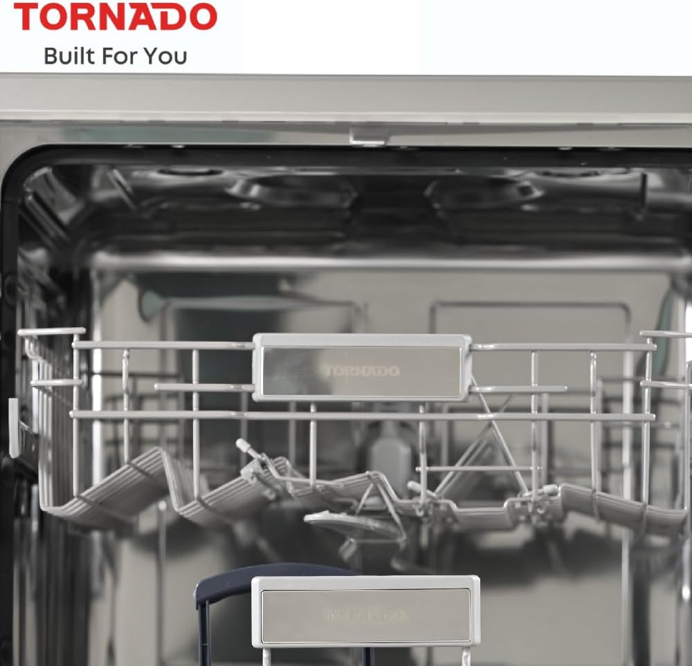 Tornado Freestanding Dishwasher 13 Place Settings 6 Programs 2 Racks Mini Programme Half-Load Stainless Steel Tub Tdg-Jn1363-Bsu