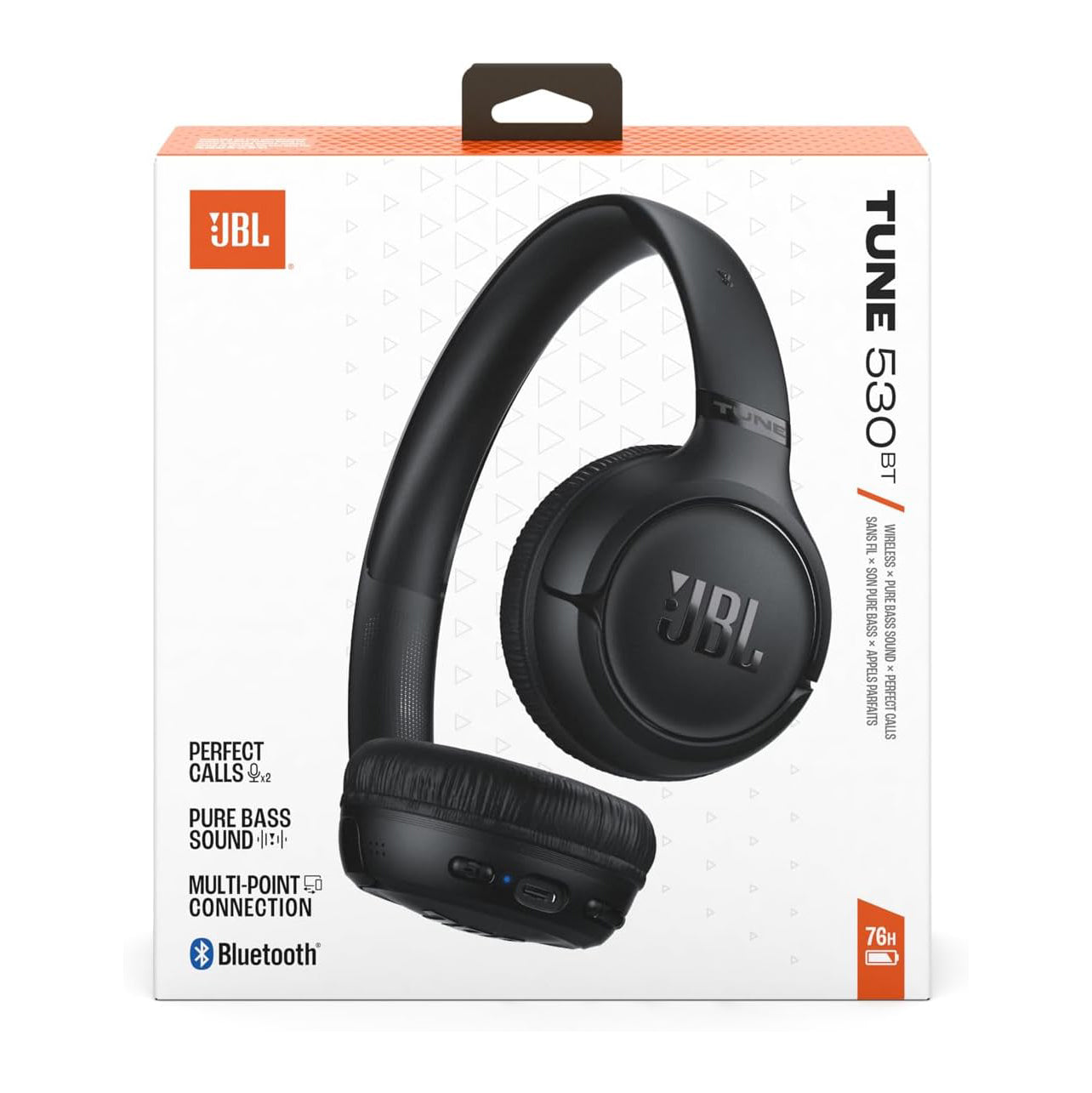 سماعة JBL Tune 530BT اللاسلكية فوق الأذن مع JBL Pure Bass – أسود