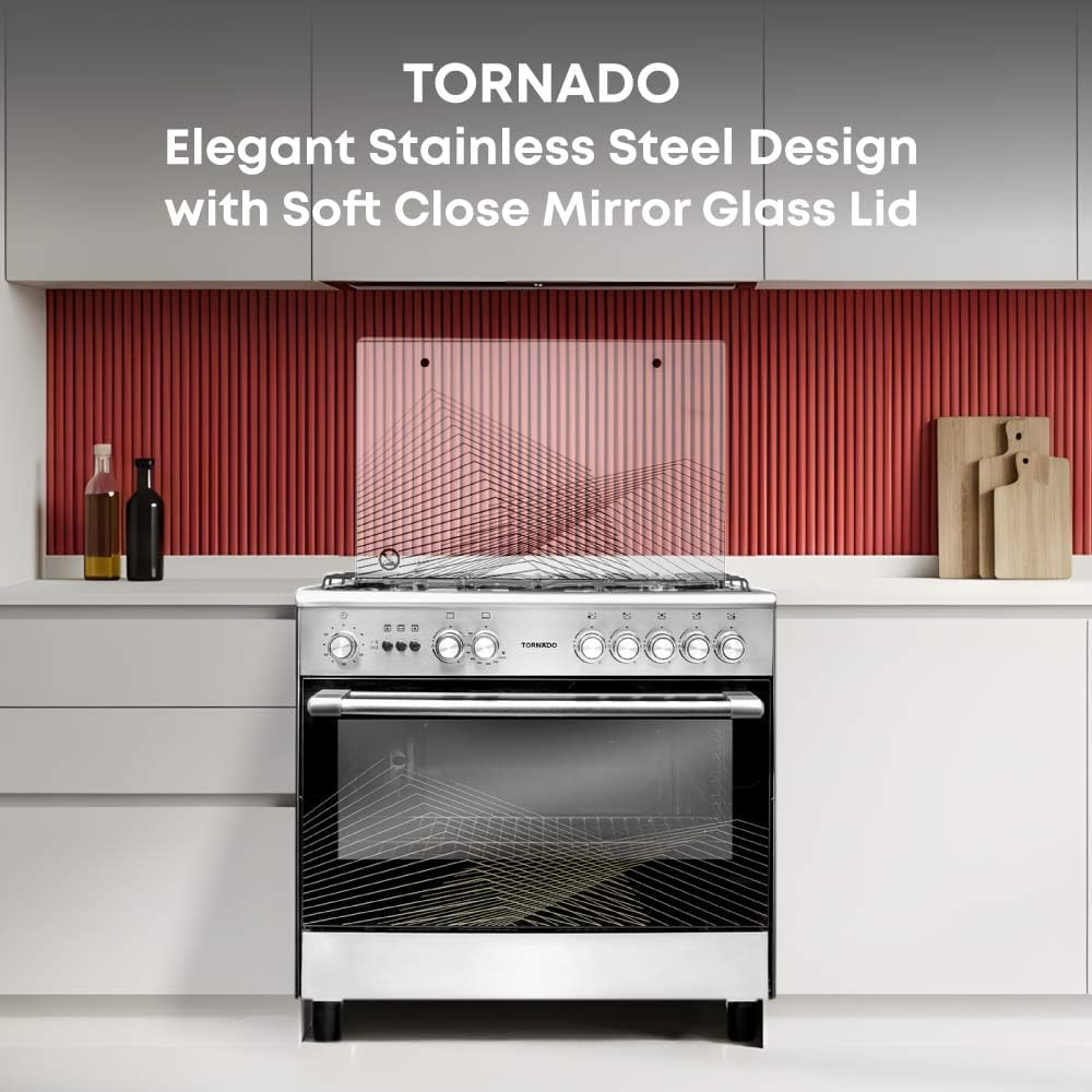 موقد مستقل Tornado 90X60 سم، فرن غاز كامل مع 5 شعلات، إشعال أوتوماتيكي وأمان كامل 9T10Hla1X0Asg-5