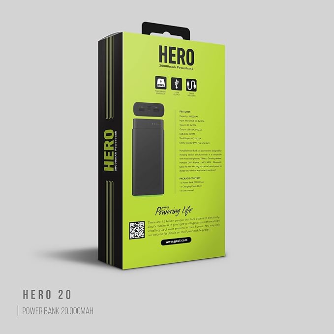 GOUI HERO P20 Fast Charging Power Bank 20000mAh – Black