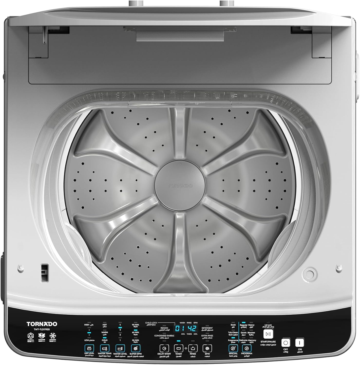 Tornado 17 Kg Top Loading Ddm Inverter Motor Fully Automatic Washing Machine Twt-Tld17Rss