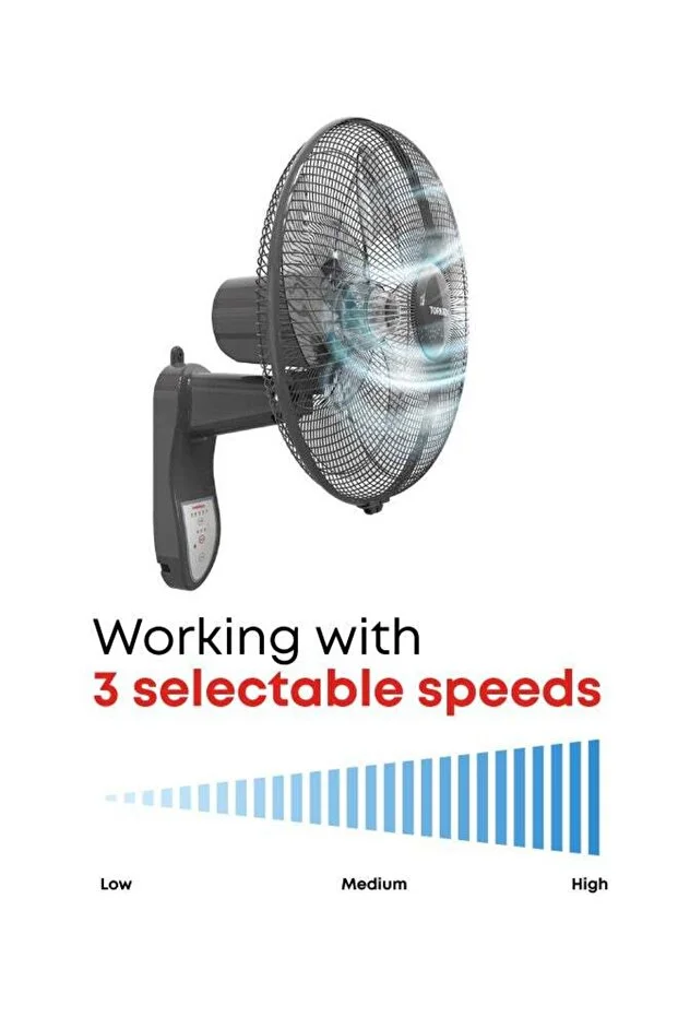 TORNADO Wall Fan 16 Inch 4 Blades Remote Grey EPS-16RG 220 W EPS-16RG grey