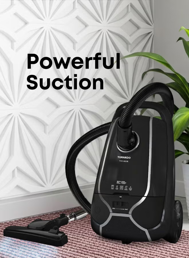 Tornado Vacuum Cleaner 1800 Watt Hepa Filter Black Tvc-1800Eb