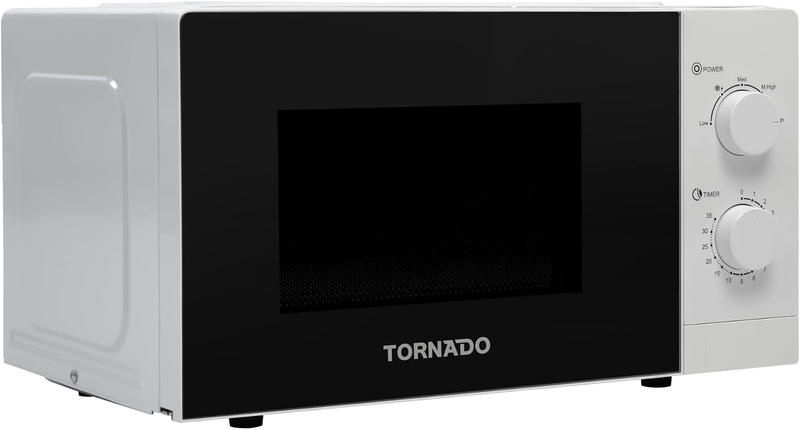 Tornado 20L Solo Microwave Oven 700W Power 5 Power Levels Defrost Function Twms-20-W-E
