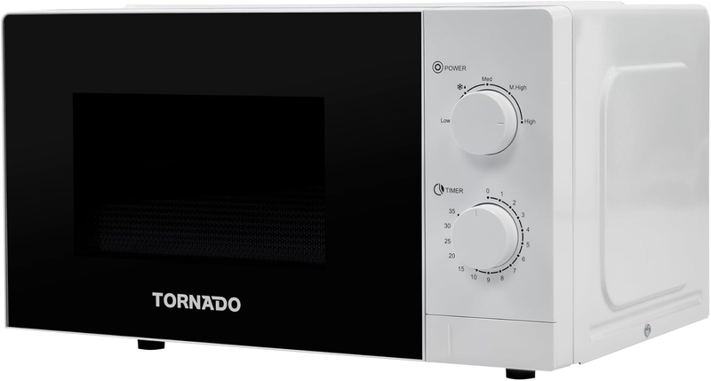 Tornado 20L Solo Microwave Oven 700W Power 5 Power Levels Defrost Function Twms-20-W-E