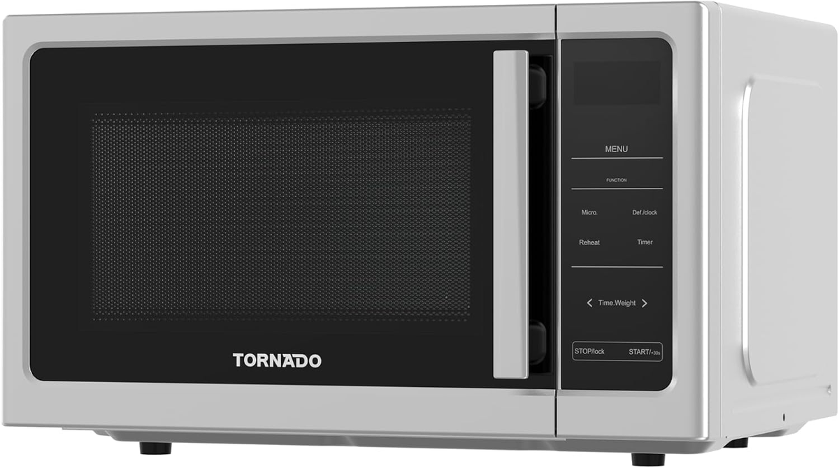 Tornado 25L Digital Solo Microwave Oven 850W Power 10 Power Levels Touch Control Panel 8 Auto Menus Twds-25-S-E