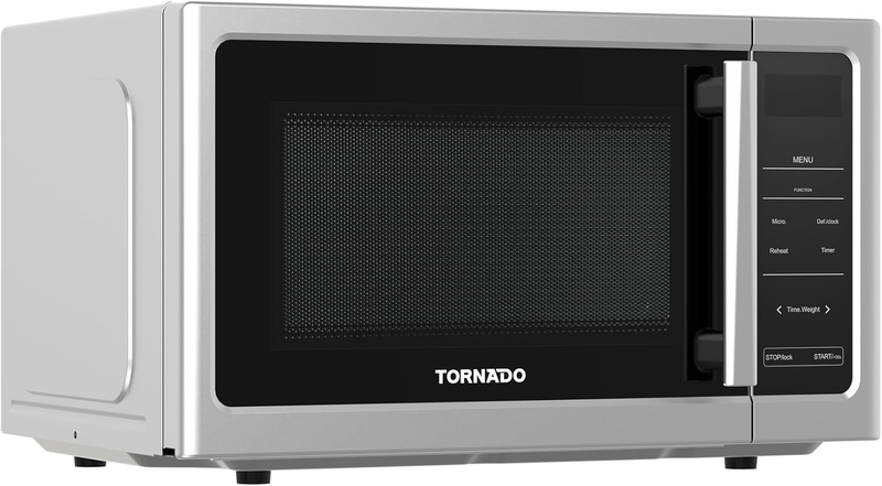 Tornado 25L Digital Solo Microwave Oven 850W Power 10 Power Levels Touch Control Panel 8 Auto Menus Twds-25-S-E