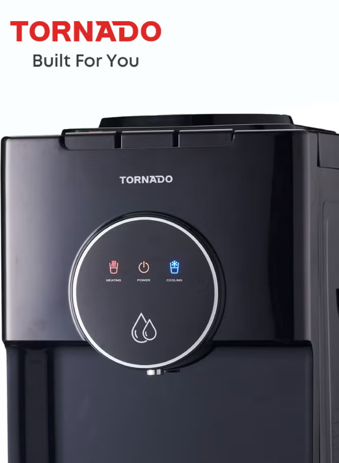 Tornado Countertop Desk Top Water Dispenser Hot Cold & Normal 3 Taps Top Loading Stainless Steel Tank TWD-L3TBE-B