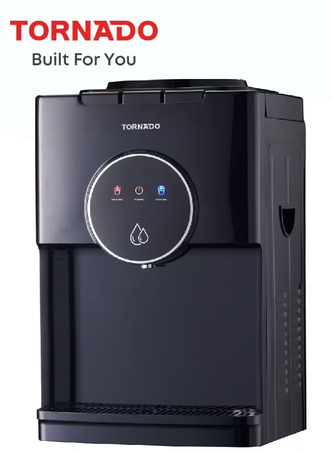 Tornado Countertop Desk Top Water Dispenser Hot Cold & Normal 3 Taps Top Loading Stainless Steel Tank TWD-L3TBE-B