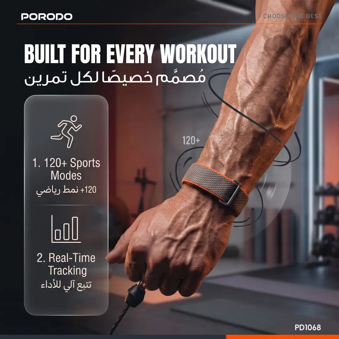 Porodo TrackFit Evo Smart Health Tracking Band with Adjustable & Durable Strap BLUE