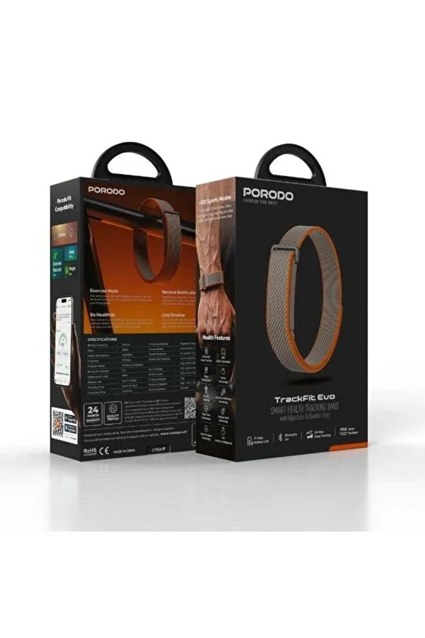 Porodo TrackFit Evo Smart Health Tracking Band with Adjustable & Durable Strap ORANGE