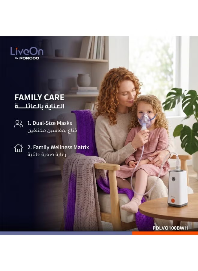 Porodo Liveon Rechargeable Type C Compressor Nebulizer - White