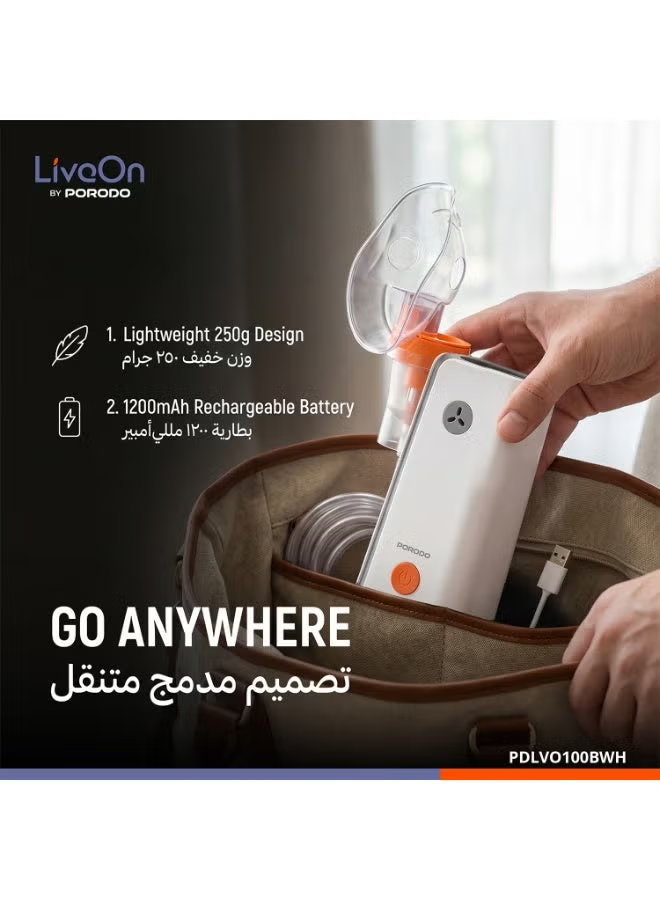 Porodo Liveon Rechargeable Type C Compressor Nebulizer - White