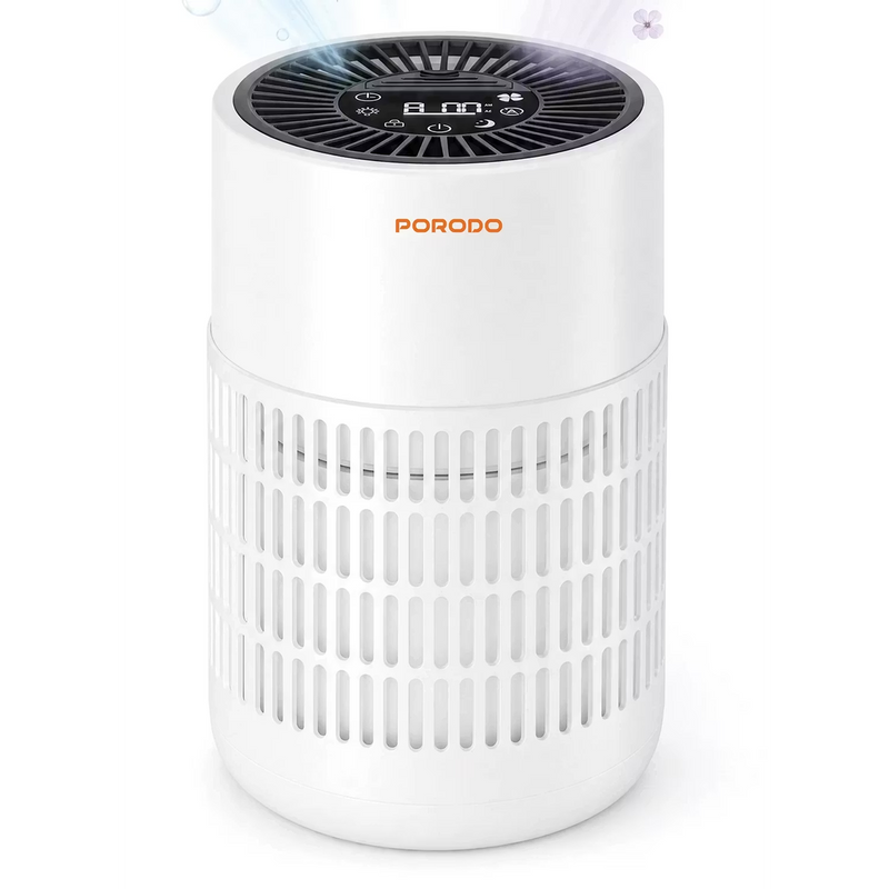 Porodo Lifestyle Air Purifier with H13 HEPA Filtration Remote Control & Essential Oil Diffuser - White