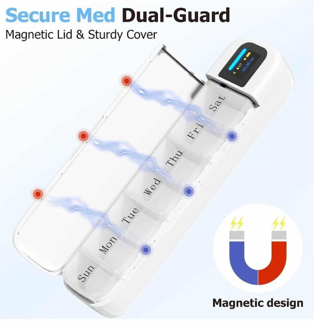 Porodo Liveon Portable Smart Pill Organizer with App and Alert - white LVONZ11AWH