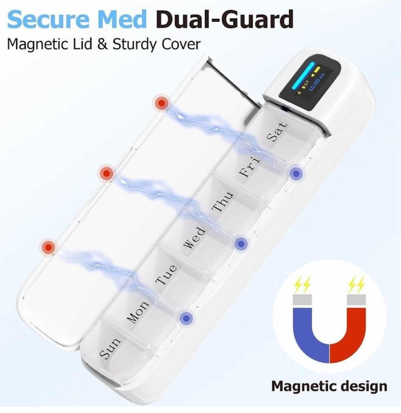 Porodo Liveon Portable Smart Pill Organizer with App and Alert - white LVONZ11AWH